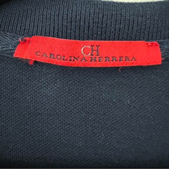 Carolina Herrera Polo Navy Blue Gold Embroidered Crest Cotton T-shirt Wom… - Picture 8 of 15